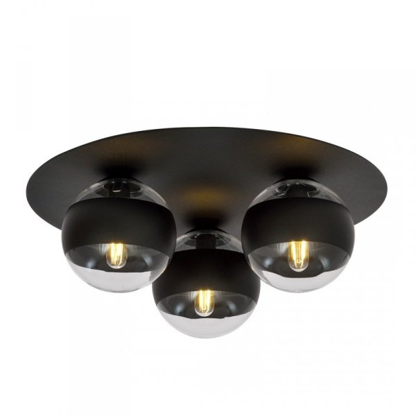 LAMPA SUFITOWA PLAFON CZARNY KULE SZKLANE EMIBIG SOLAR 3 BLACK/STRIPE
