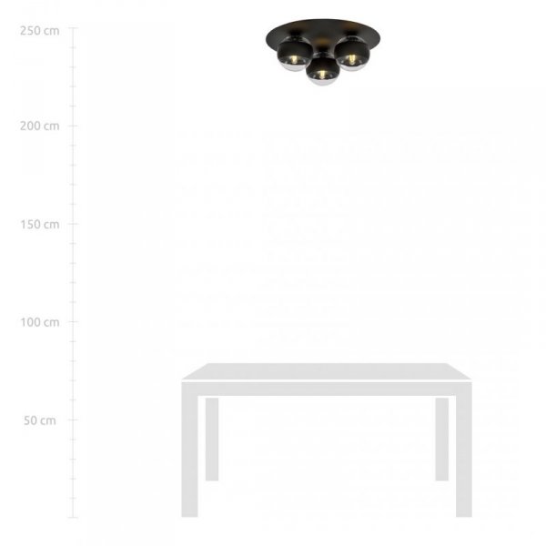 LAMPA SUFITOWA PLAFON CZARNY KULE SZKLANE EMIBIG SOLAR 3 BLACK/STRIPE