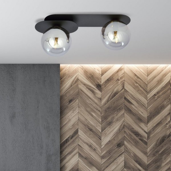 LAMPA SUFITOWA NOWOCZESNA PLAFON KULE SZKLANE EMIBIG PLAZA 2 BLACK/GRAFIT