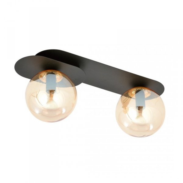 LAMPA SUFITOWA NOWOCZESNA PLAFON KULE SZKLANE EMIBIG PLAZA 2 BLACK/MIODOWY