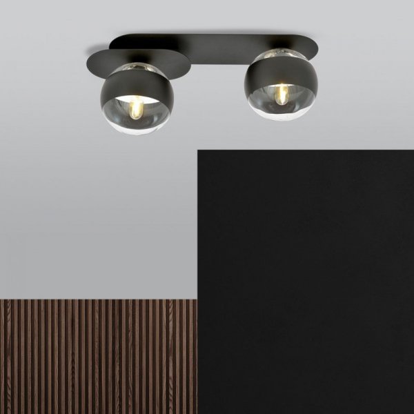 LAMPA SUFITOWA NOWOCZESNA PLAFON KULE SZKLANE EMIBIG PLAZA 2 BLACK/STRIPE
