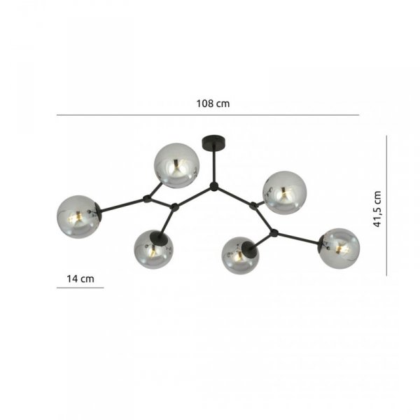 LAMPA WISZĄCA CZARNA KULE SZKLANE EMIBIG SPACE 6  BLACK/GRAFIT