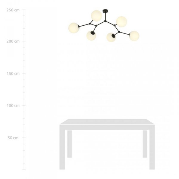 LAMPA WISZĄCA CZARNA KULE SZKLANE EMIBIG SPACE 6  BLACK/OPAL