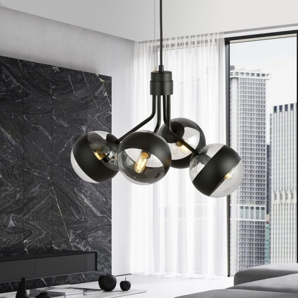 LAMPA WISZĄCA CZARNA NOWOCZESNA KLOSZE KULE EMIBIG NOVA 4  BLACK/STRIPE