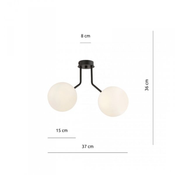 LAMPA WISZĄCA CZARNA NOWOCZESNA KLOSZE KULE EMIBIG NOVA 2 BLACK/OPAL