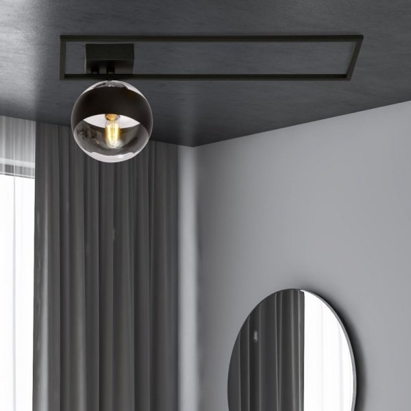 LAMPA SUFITOWA PLAFON CZARNY KLOSZ KULA EMIBIG IMAGO 1B BLACK/STRIPE