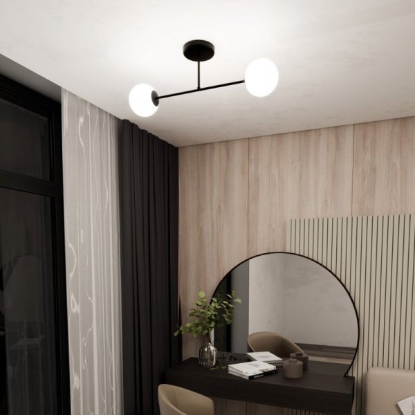 LAMPA SUFITOWA CZARNA KULE SZKLANE DO POKOJU SALONU EMIBIG ROMA 2 BL OPAL