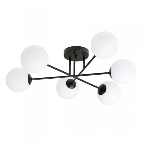 LAMPA SUFITOWA CZARNA KULE SZKLANE DO POKOJU SALONU EMIBIG ROMA 6 BL OPAL