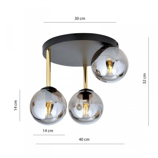 LAMPA SUFITOWA NOWOCZESNA KULE SZKLANE EMIBIG DOLCE 3 BL GRAFIT