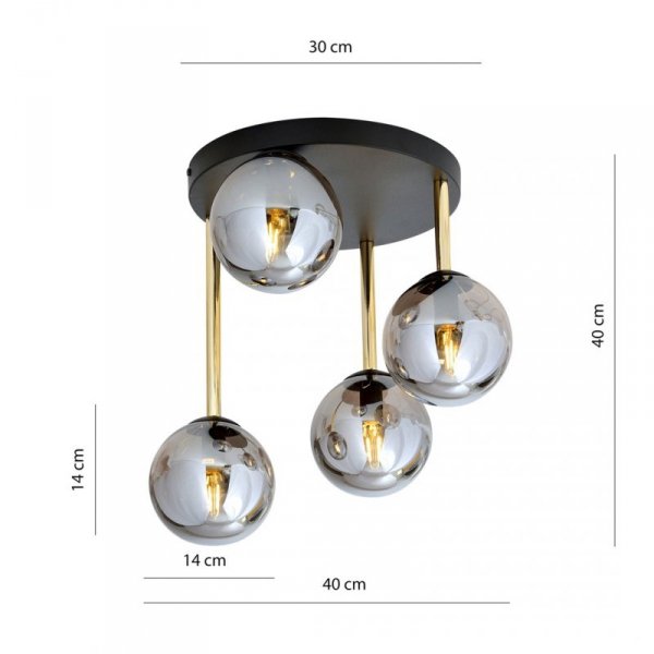 LAMPA SUFITOWA NOWOCZESNA KULE SZKLANE EMIBIG DOLCE 4 BL GRAFIT