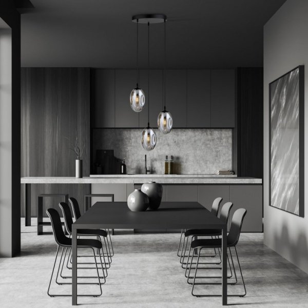 LAMPA WISZĄCA SZKLANA NAD STÓŁ DO SALONU JADALNI EMIBIG ASTRAL 3 BL PREMIUM GRAFIT