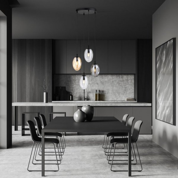 LAMPA WISZĄCA SZKLANA NAD STÓŁ DO SALONU JADALNI EMIBIG ASTRAL 4 BL PREMIUM MIX