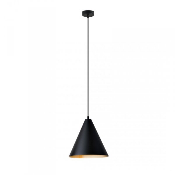 LAMPA WISZĄCA METALOWA CZARNA NAD STÓŁ DO JADALNI KUCHNI NAD WYSPĘ EMIBIG REBEL 1 BLACK/GOLD oprawa oświetleniowa
