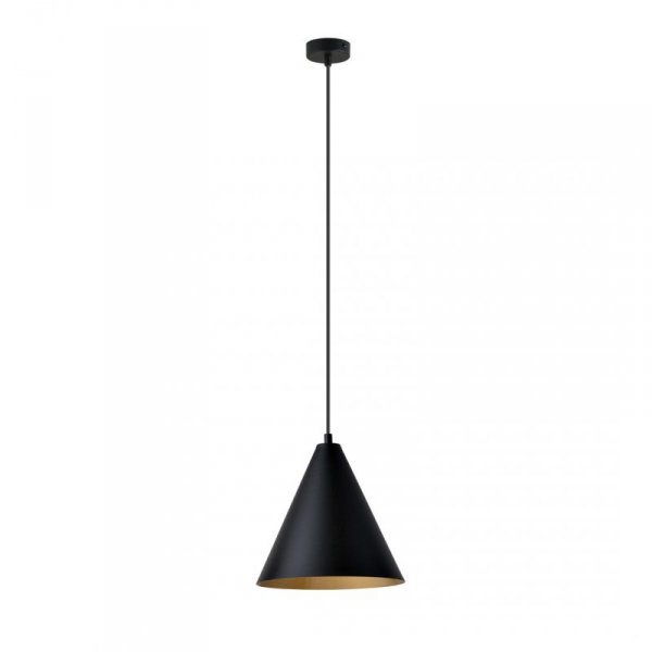 LAMPA WISZĄCA METALOWA CZARNA NAD STÓŁ DO JADALNI KUCHNI NAD WYSPĘ EMIBIG REBEL 1 BLACK/GOLD oprawa oświetleniowa
