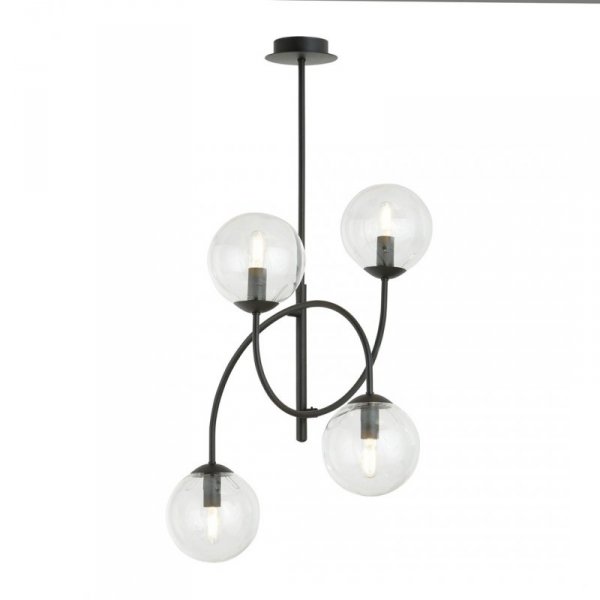 LAMPA WISZĄCA CZARNA KULE SZKLANE NOWOCZESNA EMIBIG ARCHI 4B BL TRANSPARENT oprawa oświetleniowa