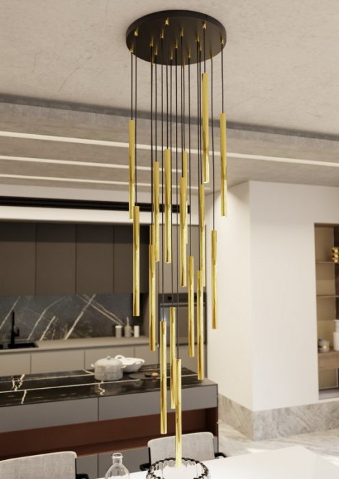 LAMPA WISZĄCA TUBA NAD STÓŁ BAR WYSPĘ DO KUCHNI JADALNI EMIBIG SELTER 17 PREMIUM GOLD  oprawa oświetleniowa