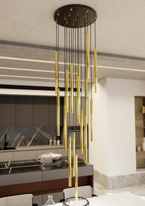 LAMPA WISZĄCA TUBA NAD STÓŁ BAR WYSPĘ DO KUCHNI JADALNI EMIBIG SELTER 17 PREMIUM GOLD  oprawa oświetleniowa