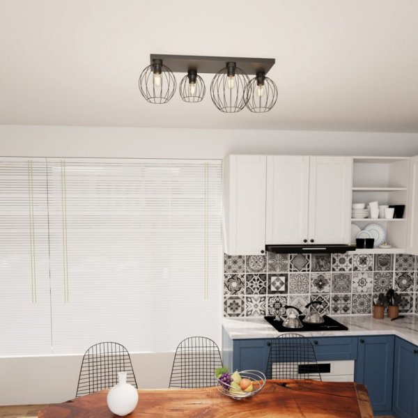LAMPA SUFITOWA PLAFON CZARNY DRUCIANY NEST 4 BL oprawa oświetleniowa