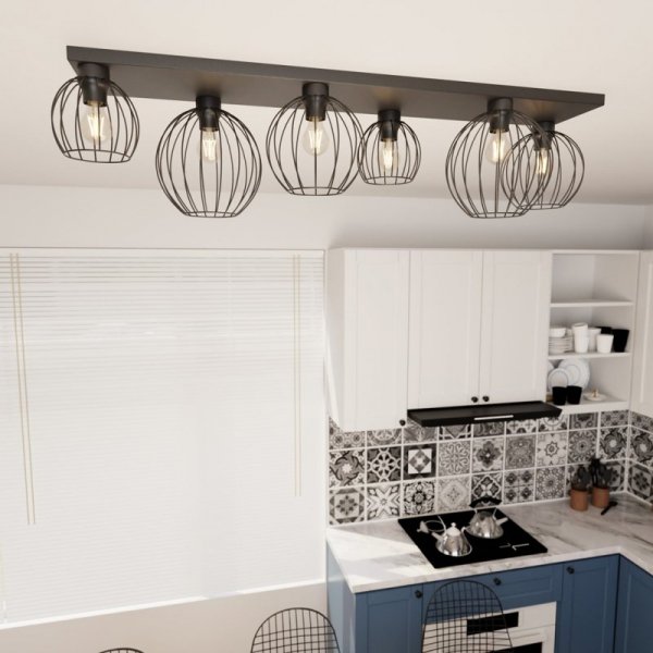 LAMPA SUFITOWA PLAFON CZARNY DRUCIANY NEST 6 BL oprawa oświetleniowa