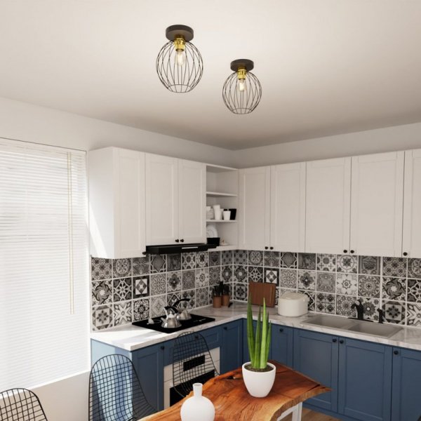 LAMPA SUFITOWA PLAFON CZARNY DRUCIANY NEST 1 BL GOLD oprawa oświetleniowa