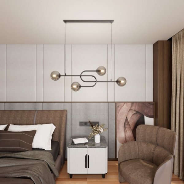LAMPA WISZĄCA CZARNA NOWOCZESNA KULE ATRIA 4 BL GRAFIT oprawa oświetleniowa
