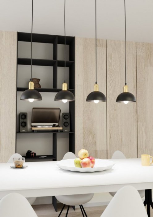 LAMPA WISZĄCA NAD STÓŁ CZARNO ZŁOTA EMIBIG MOTO 4 BL oprawa oświetleniowa