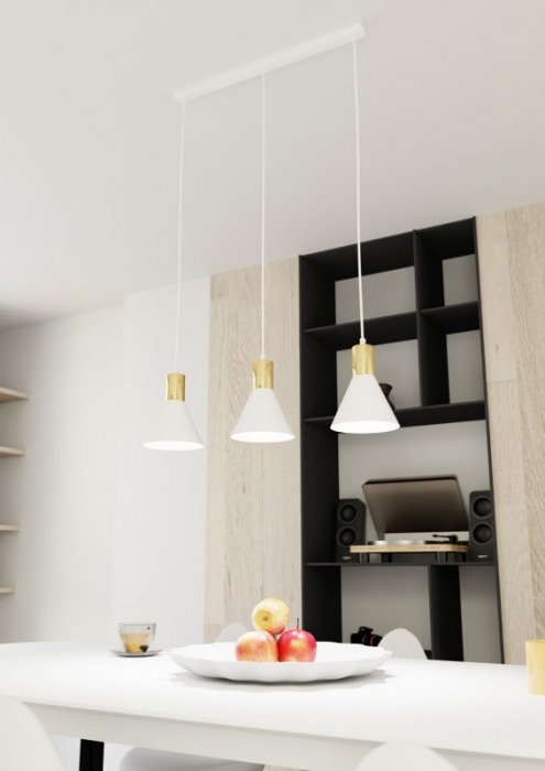EMIBIG LAMPA WISZĄCA BIAŁO ZŁOTA NAD STÓŁ ROSA 3 WH oprawa oświetleniowa