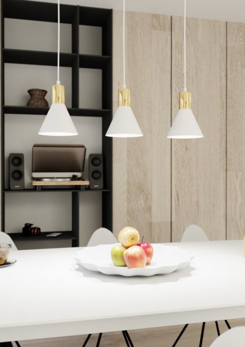 EMIBIG LAMPA WISZĄCA BIAŁO ZŁOTA NAD STÓŁ ROSA 3 WH oprawa oświetleniowa