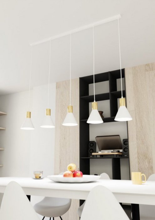 EMIBIG LAMPA WISZĄCA BIAŁO ZŁOTA NAD STÓŁ ROSA 5 WH oprawa oświetleniowa