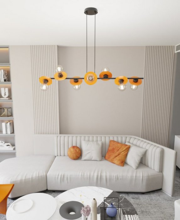 LAMPA WISZĄCA NOWOCZESNA NA LISTWIE CZARNA EMIBIG TOKEN 8 BL ORANGE  oprawa oświetleniowa