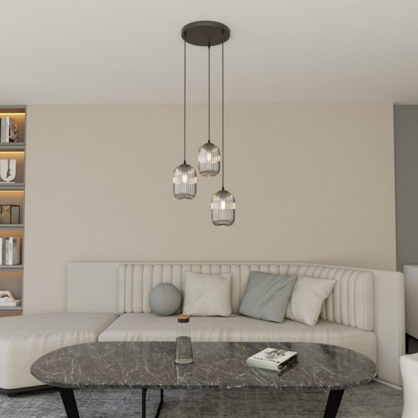 LAMPA WISZĄCA SZKLANA NOWOCZESNA EMIBIG VERDI 3 PREM BL GRAFIT oprawa oświetleniowa