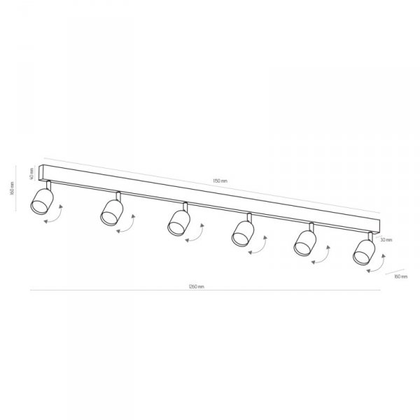 TK LIGHTING TOP BLACK/GOLD 1022 LAMPA SUFITOWA LISTWA CZARNA DŁUGA CZARNO ZŁOTA ZŁOTE REFLEKTORKI