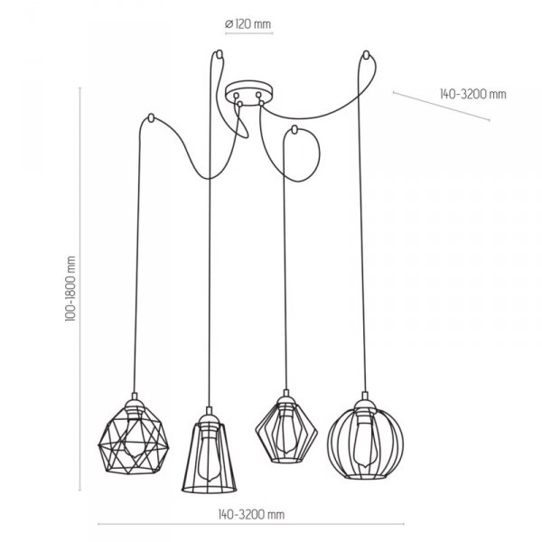 TK LIGHTING GALAXY PAJĄK LAMPA WISZĄCA 4 PŁ