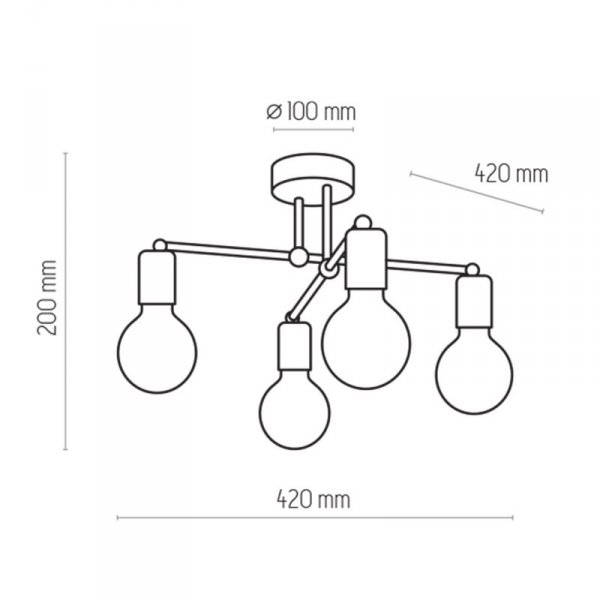 TK LIGHTING RETRO LAMPA SUFITOWA 4 PŁ CZARNA / PATYNA