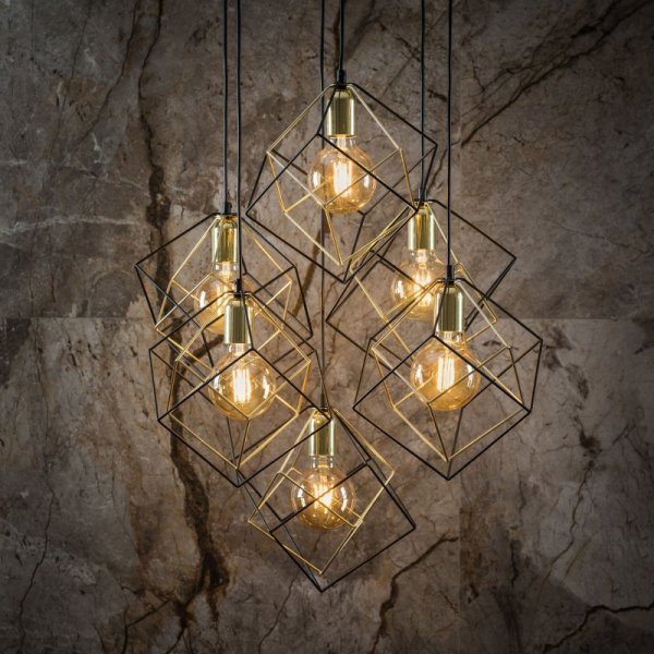 TK LIGHTING ALAMBRE 2779 LAMPA WISZĄCA  CZARNO ZŁOTA DRUCIANA METALOWA