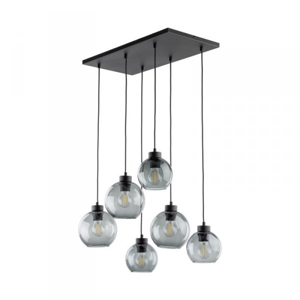 TK LIGHTING CUBUS 2833 LAMPA WISZĄCA CZARNA SZKLANE KLOSZE KULE GRAFITOWE