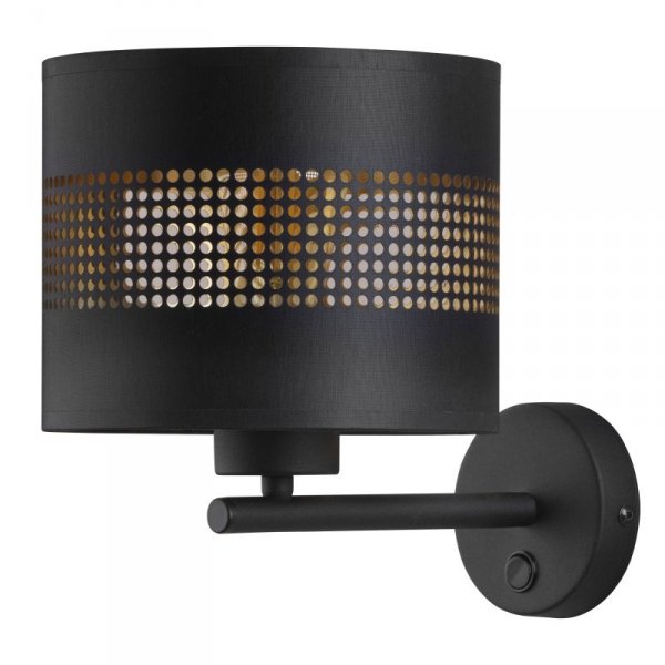 TK LIGHTING TAGO BLACK 3210 KINKIET CZARNY CZARNO ZŁOTY ABAŻUR