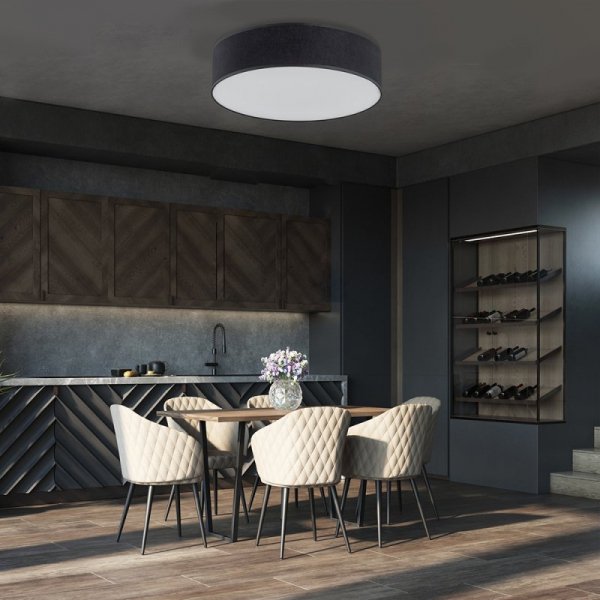 TK LIGHTING RONDO BLACK 3335 LAMPA SUFITOWA PLAFON CZARNY ABAŻUR 50CM DUŻY