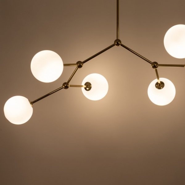 TK LIGHTING FAIRY GOLD LAMPA SUFITOWA ZŁOTA SZKLANE KLOSZE KULE BIAŁE