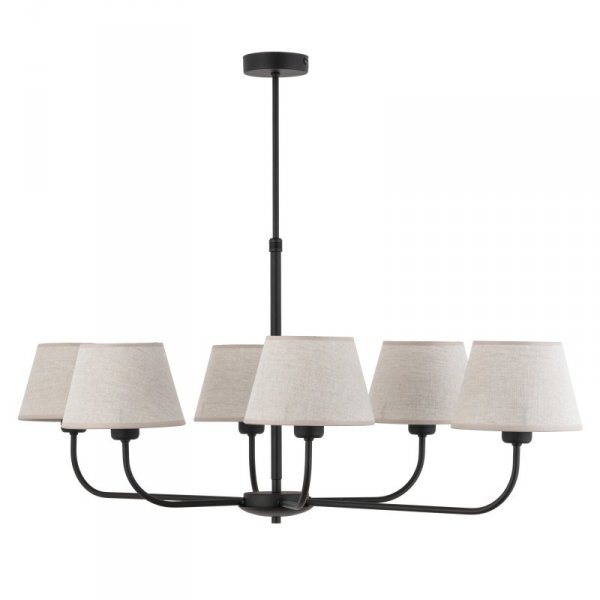 TK LIGHTING CHICAGO LINEN 3999 LAMPA SUFITOWA ŻYRANDOL CZARNY Z LNIANYMI ABAŻURAMI NATURAL EKO