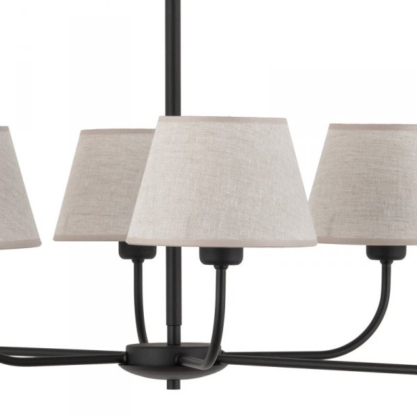 TK LIGHTING CHICAGO LINEN 3999 LAMPA SUFITOWA ŻYRANDOL CZARNY Z LNIANYMI ABAŻURAMI NATURAL EKO