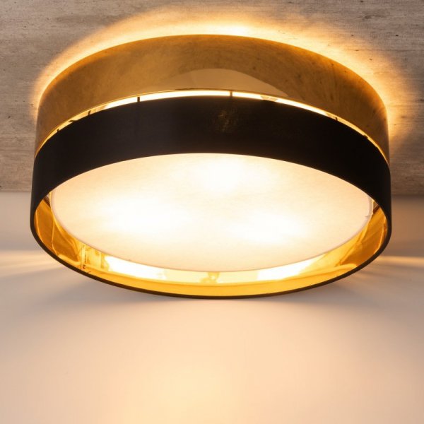 TK LIGHTING HILTON BLACK/GOLD 4180  LAMPA SUFITOWA PLAFON CZARNO ZŁOTY ABAŻUR DUŻY 45CM