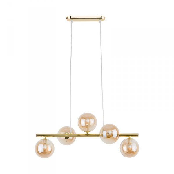 TK LIGHTING ESTERA GOLD 4549 LAMPA WISZĄCA ZŁOTA KLOSZE KULE BURSZTYNOWE