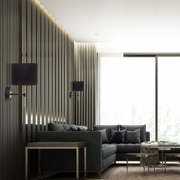 TK LIGHTING LORD 4672 KINKIET CZARNO ZŁOTY Z ABAŻUREM KLASYCZNY