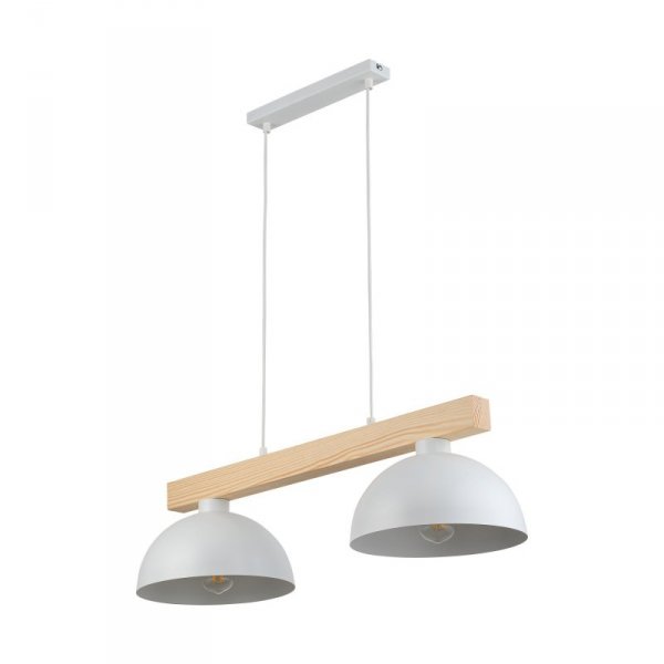 TK LIGHTING OSLO WHITE 4713 LAMPA WISZĄCA DREWNIANA BELKA BIAŁE KLOSZE NAD STÓŁ SKANDYNAWSKA