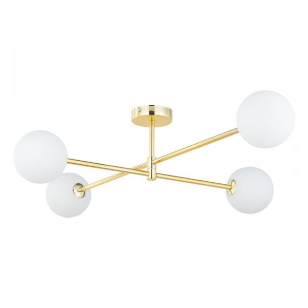 TK LIGHTING SARIUS GOLD 4738 LAMPA SUFITOWA ZŁOTA KLOSZE BIAŁE KULE MLECZNE