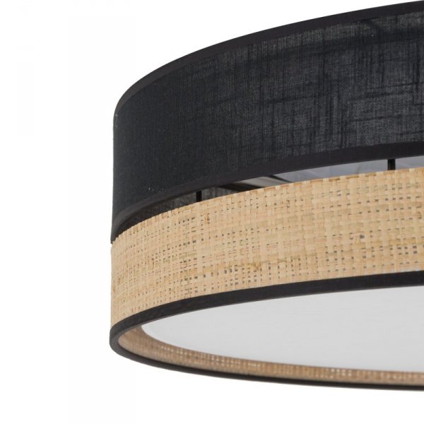 TK LIGHTING 4763 PAGLIA NEW BLACK LAMPA SUFITOWA PLAFON 45CM CZARNY NATURAL RATTAN