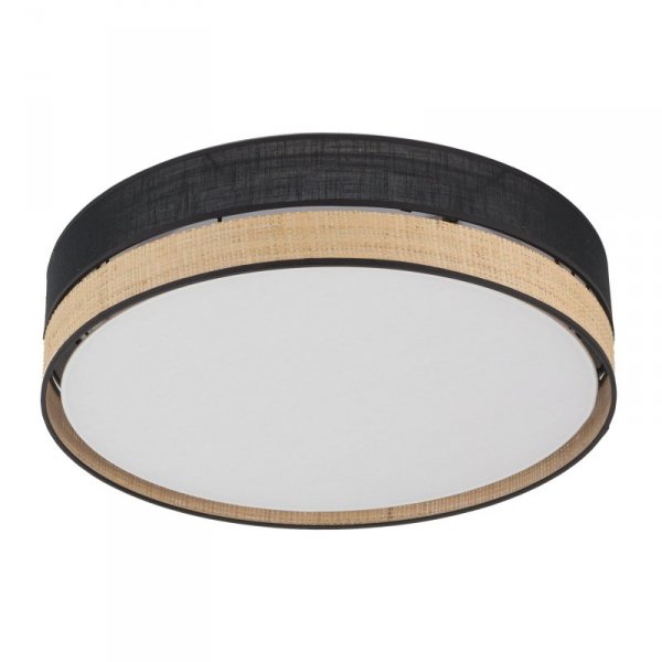TK LIGHTING 4763 PAGLIA NEW BLACK LAMPA SUFITOWA PLAFON 45CM CZARNY NATURAL RATTAN