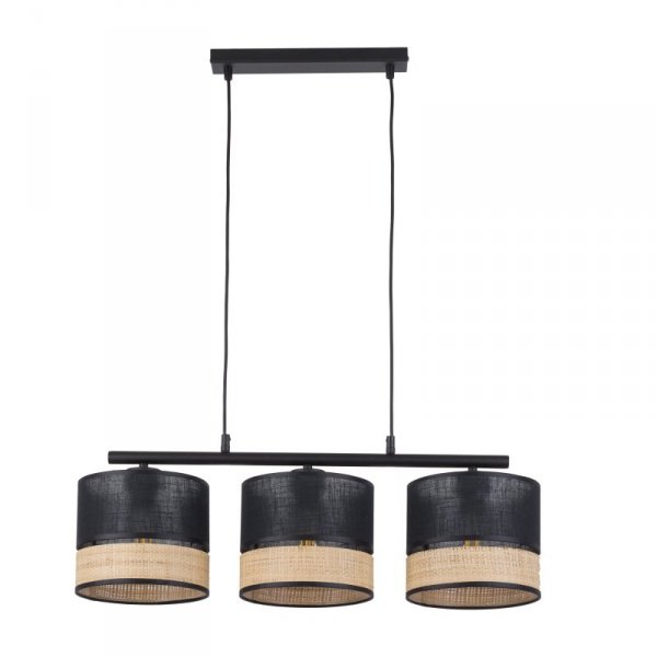 TK LIGHTING 4769 PAGLIA NEW BLACK LAMPA WISZĄCA CZARNA NA LISTWIE CZARNY ABAŻUR RATTAN EKO NATURAL BOHO