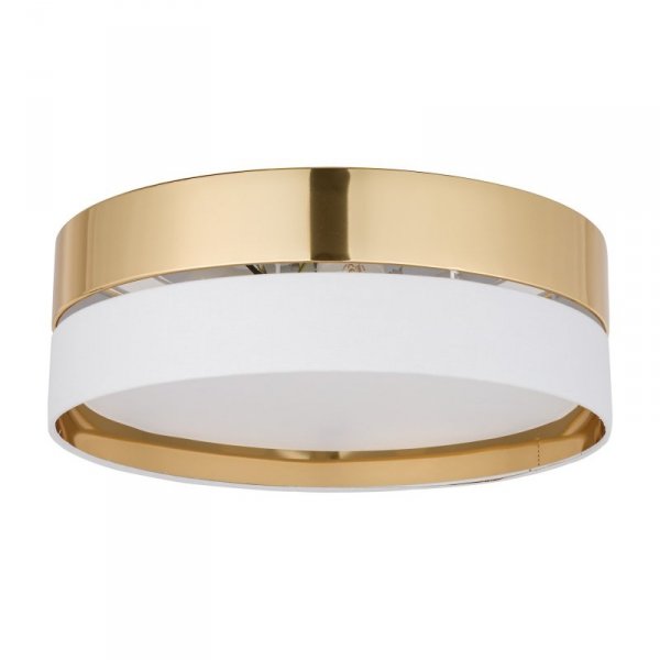 TK LIGHTING HILTON WHITE/GOLD 4772 LAMPA SUFITOWA PLAFON BIAŁO ZŁOTY ABAŻUR DUŻY 45CM DO SALONU SYPIALNI